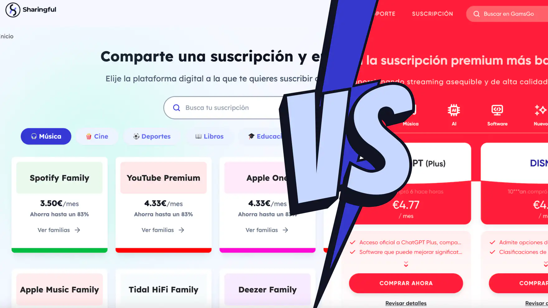 Sharingful vs Gamsgo: ¿Qué plataforma es mejor para compartir suscripciones?