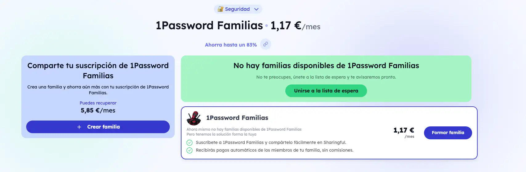Suscripción compartida de 1password