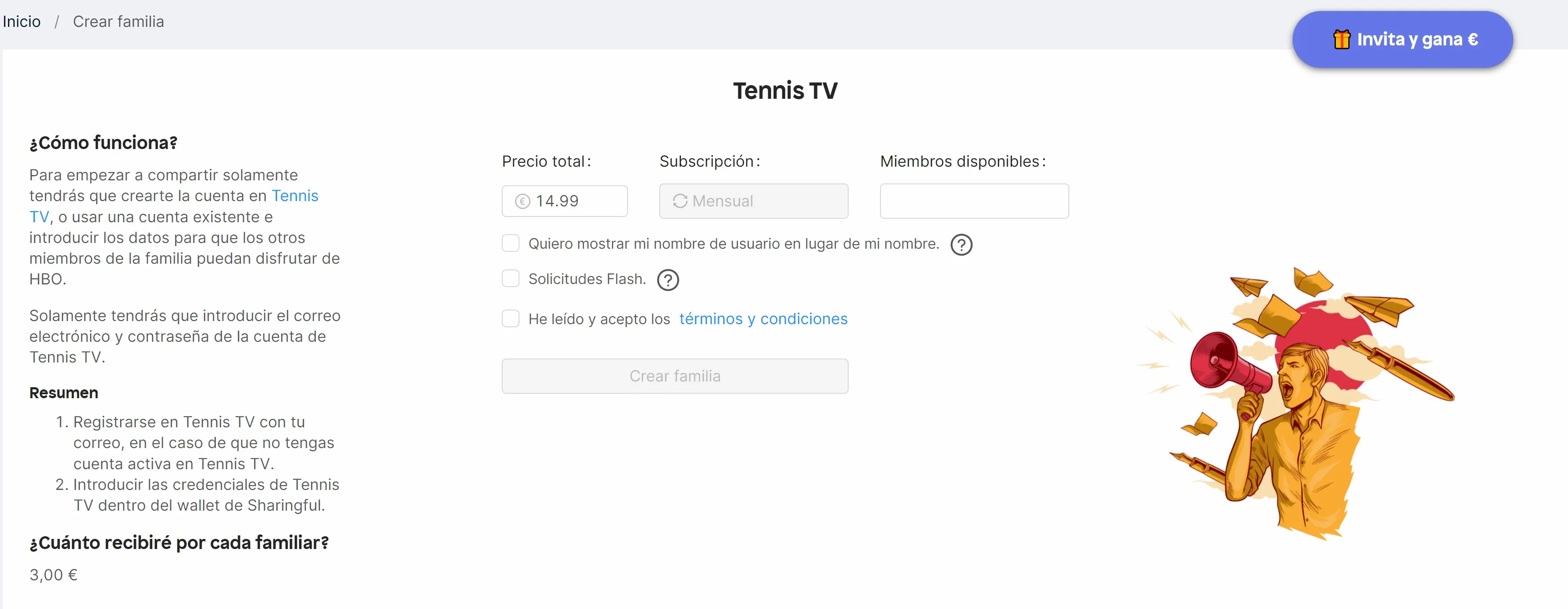 Compartir cuenta Tennis TV