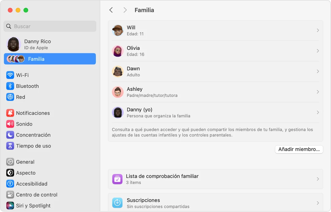 Enviar invitación Familia de Apple a través de Mac