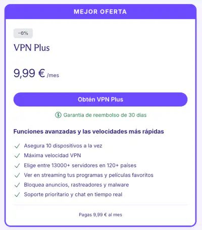 Precio plan de Nord VPN Plus