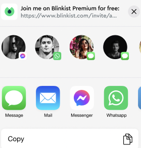 Quinto paso para compartir Blinkist